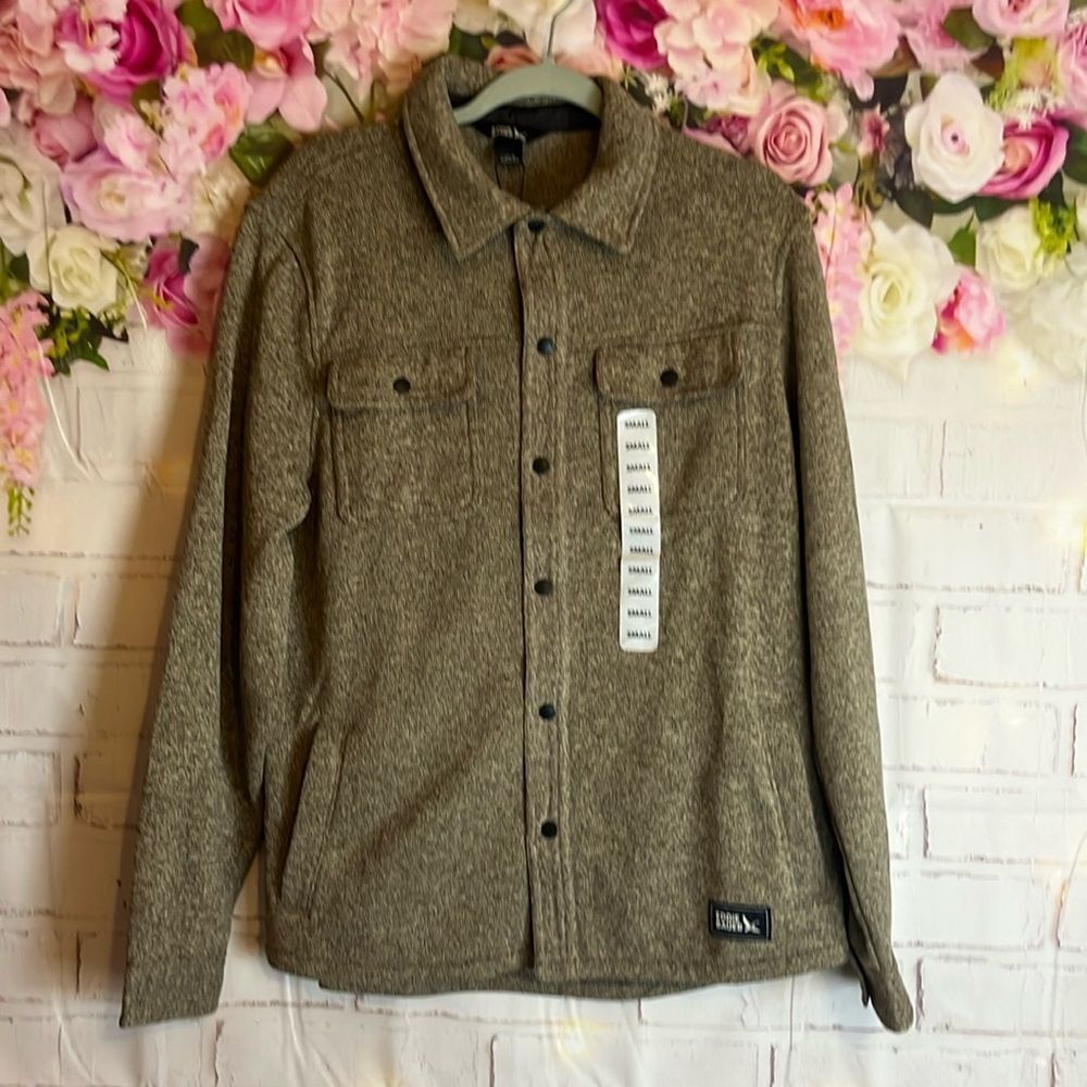 NWT MENS SMALL EDDIE BAUER SWEATER FLEECE SHIRT JACKET POCKETS BUTTON UP